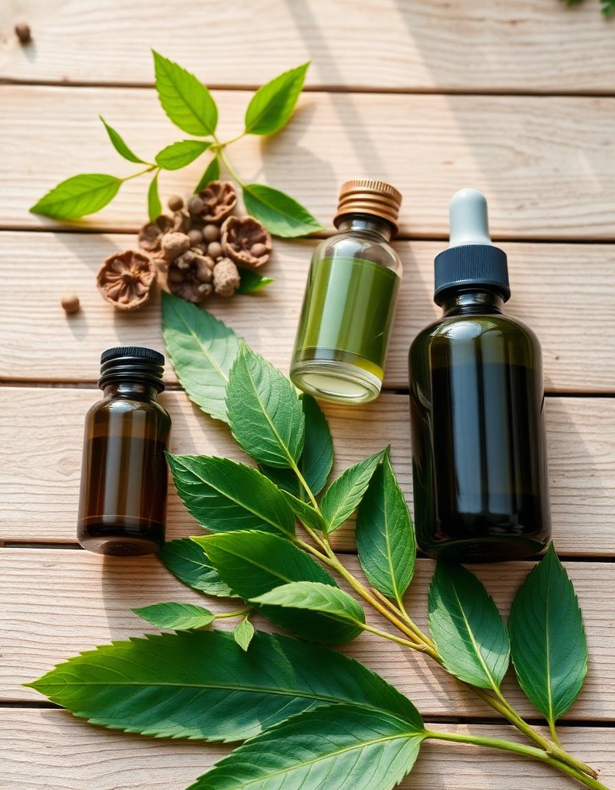 Herbal wellness products with leaves